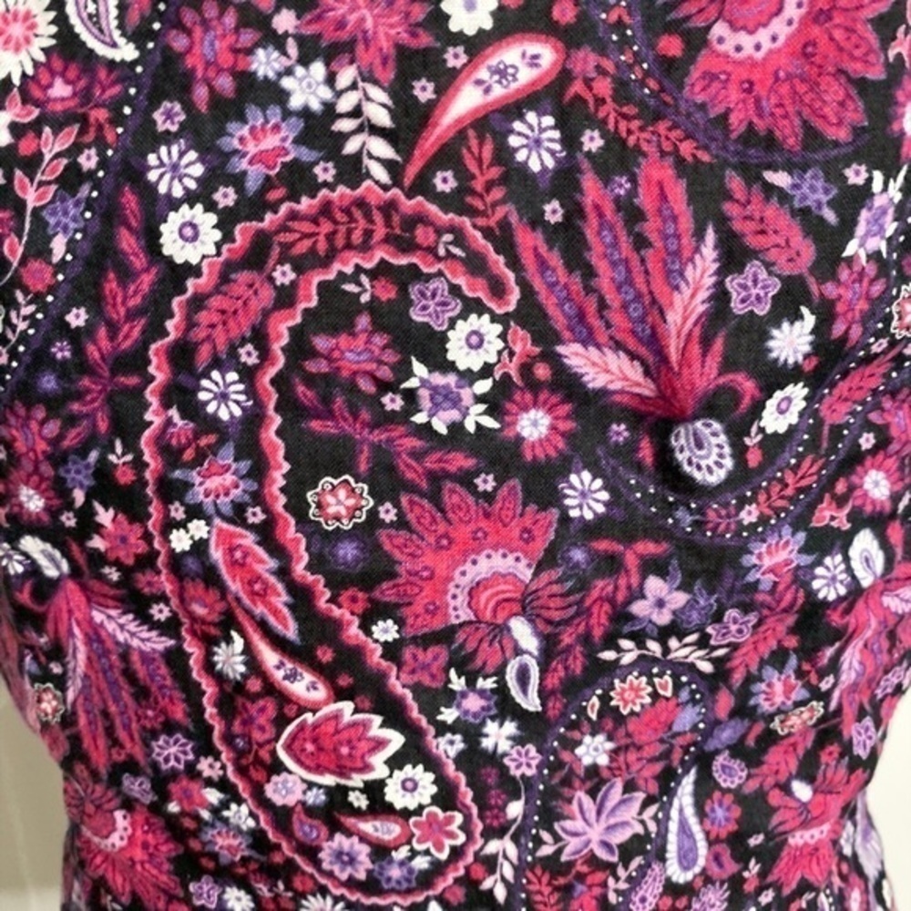 Charter Club Paisley Print Sleeveless linen Button Down blouse - Picture 5 of 9